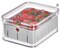 Recycled Plastic Crisp Produce Storage Containers with Lid and Colander Basket, 8.32" x 6.32" x 3.76", Clear/Gray